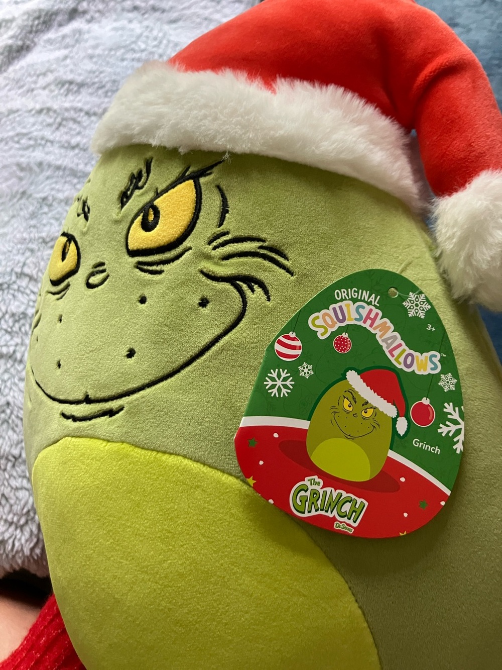 Squishmallows Grinch Plush in Green with Red Santa Hat-New with tags
